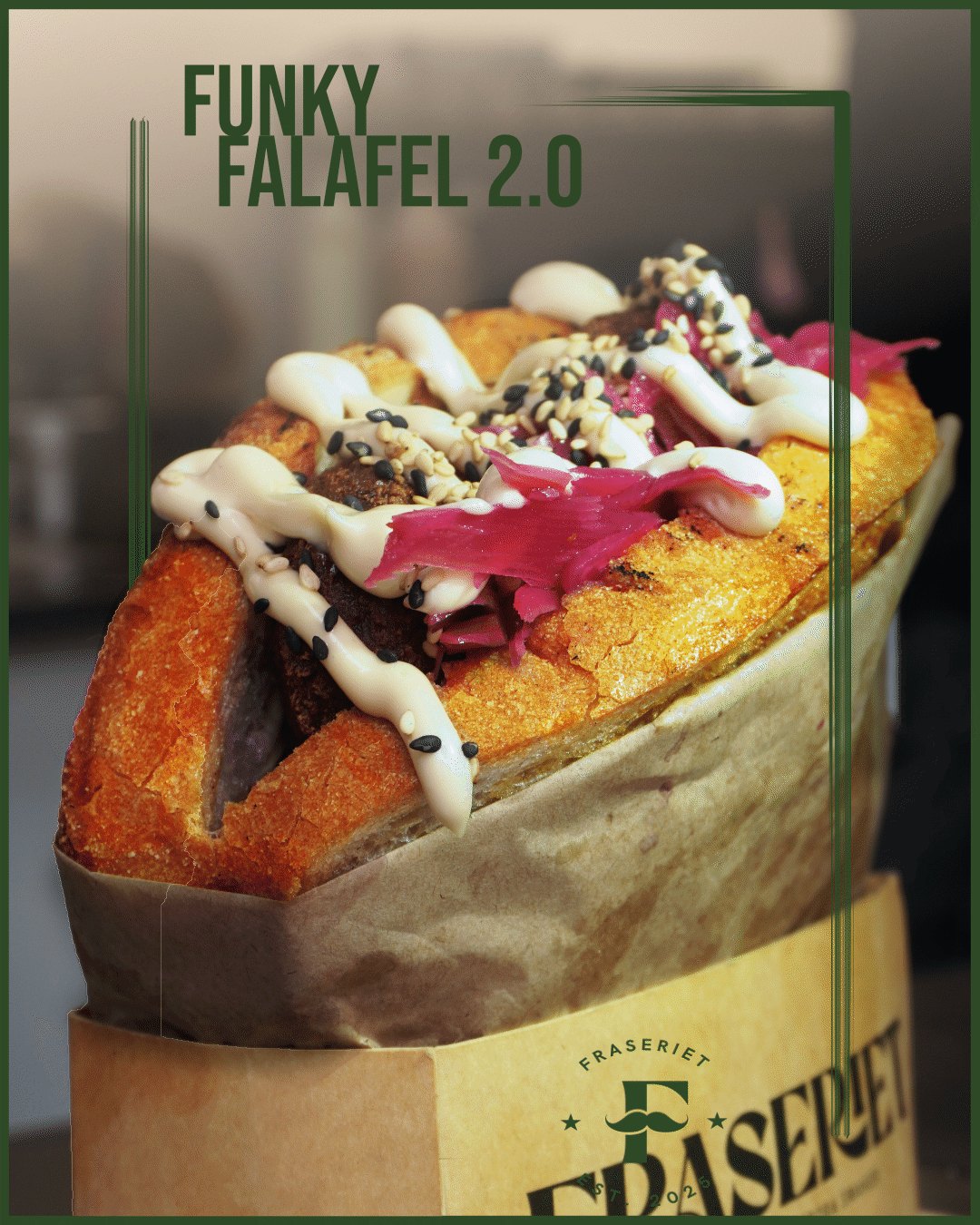 Menybild för mackan Funky Falafel 2.0 från Fraseriet